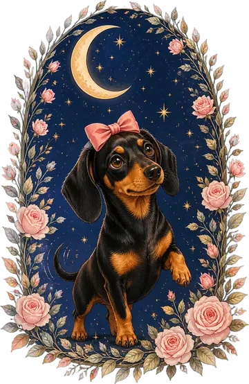 Retrato floral de Luna, la salchicha que inspiró SalchiLuna.